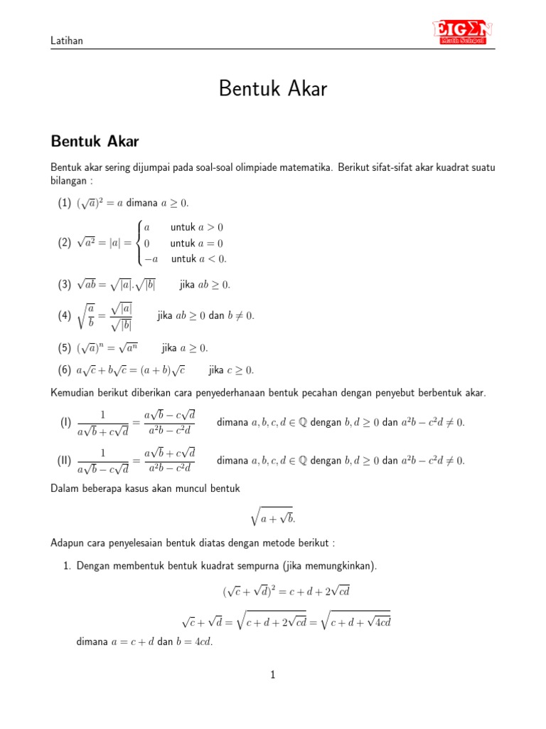 Bentuk Akar Kamis 24 1 2019