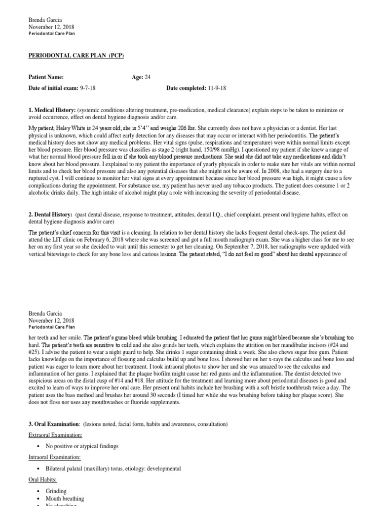 Periodontal Care Plan 2 | PDF | Human Tooth | Oral Hygiene
