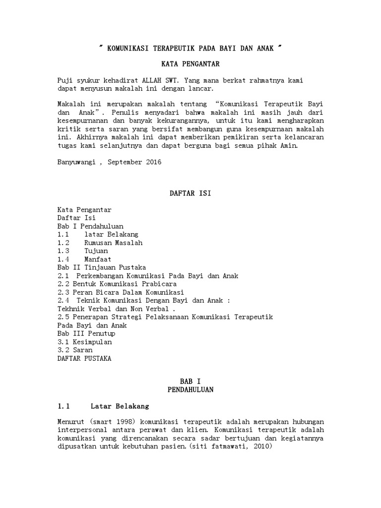Komunikasi Terapeutik Pada Bayi Dan Anak