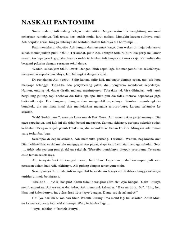Pantomim Terlambat Sekolah Anak | PDF