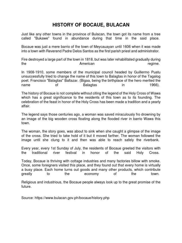 History of Bocaue, Bulacan