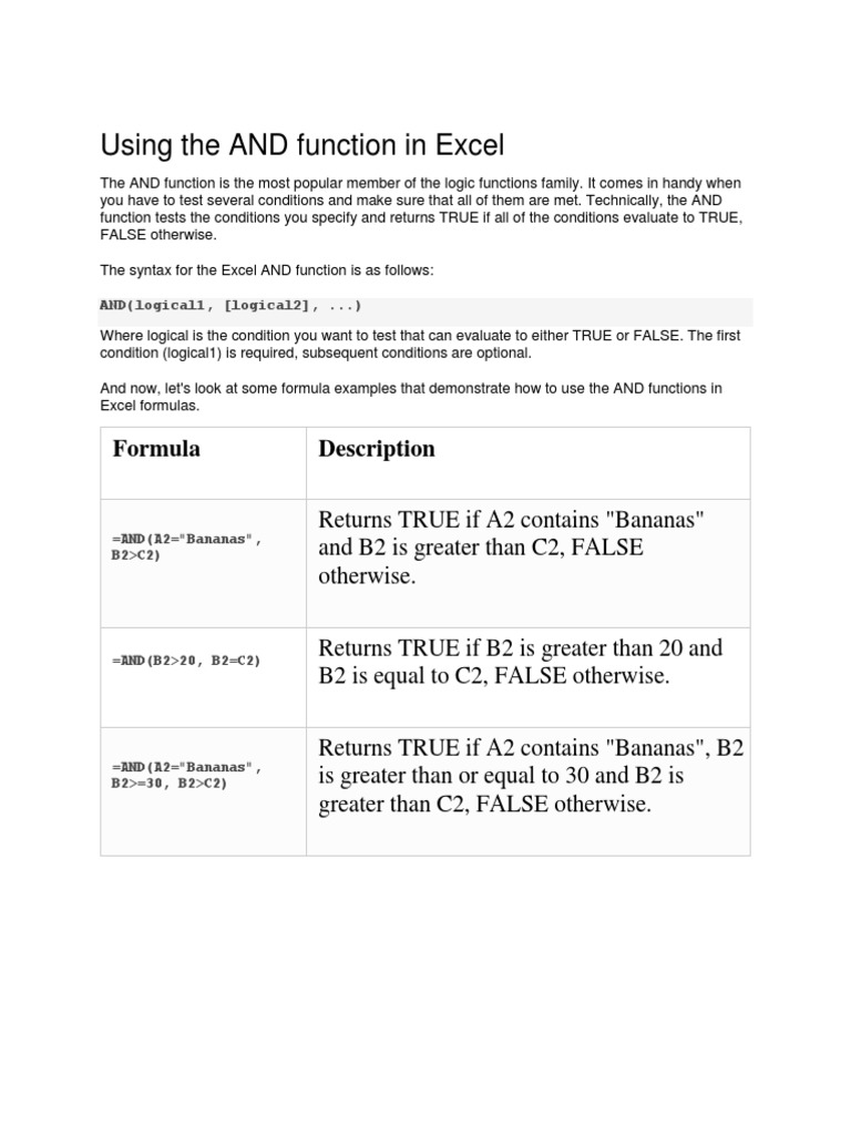 Excel Logical Functions: AND & OR Explained | PDF | Microsoft Excel ...