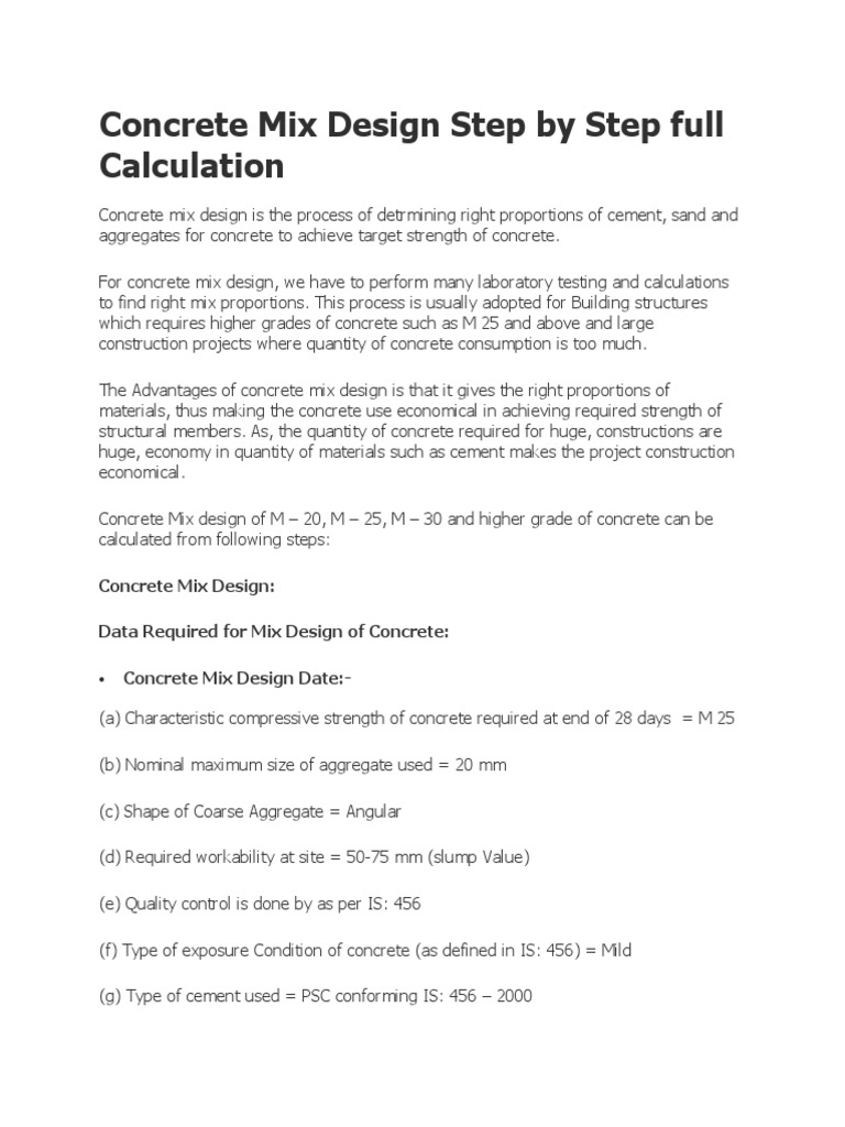 Concrete Mix Design Final 7654 | PDF | Construction Aggregate | Concrete