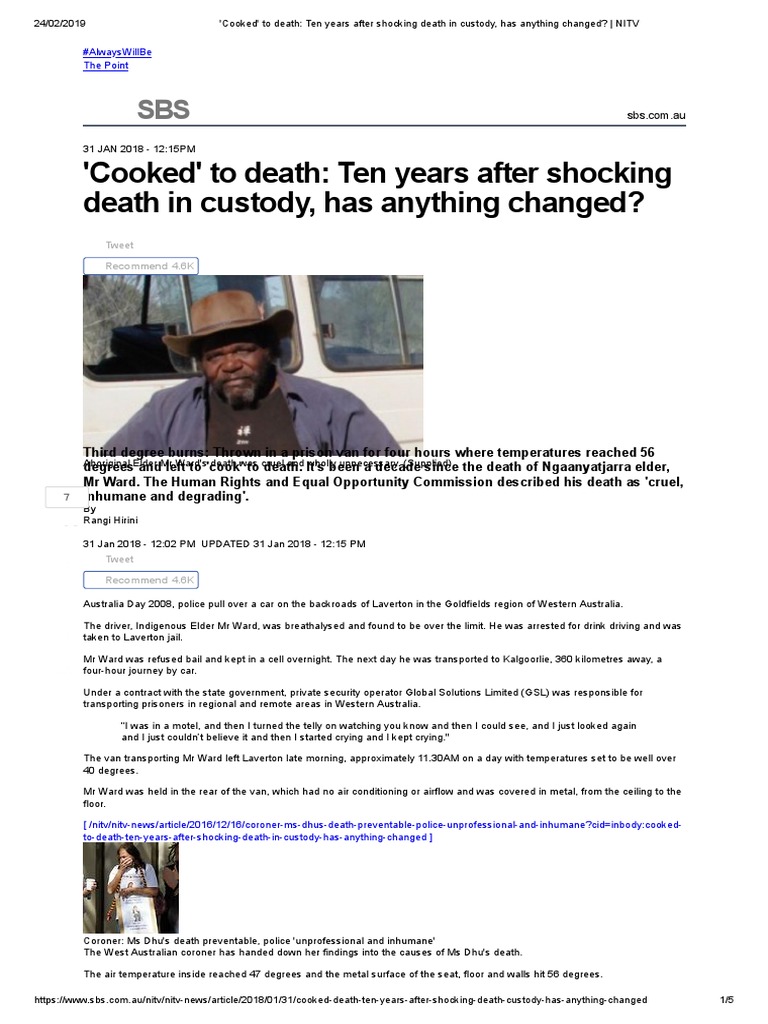 Mr Ward's Death: A Decade Later | PDF | Indigenous Australians | Coroner