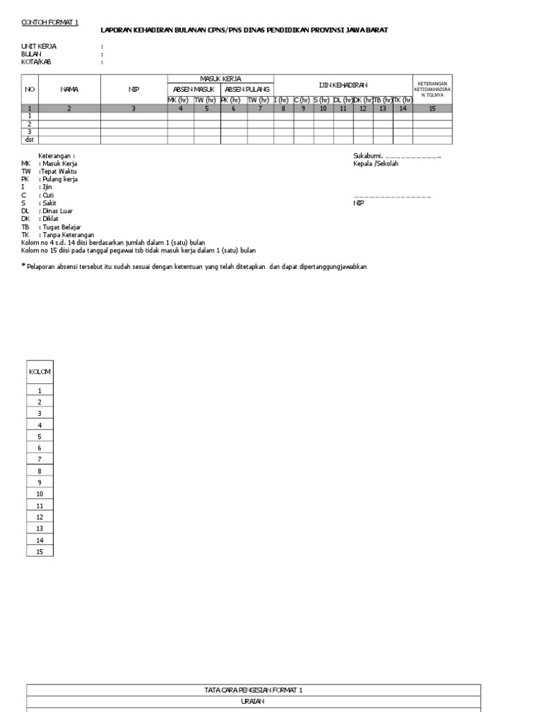 Format Daftar Hadir