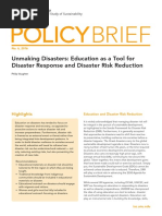 Unmaking Disasters: Education As A Tool For Disaster Response and Disaster Risk Reduction