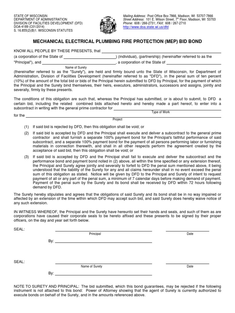 MEP Preprinted (Read-Only) Documents | PDF | Surety Bond | Indemnity