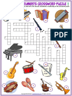 Musical Instruments Vocabulary Esl Crossword Puzzle Worksheets For Kids