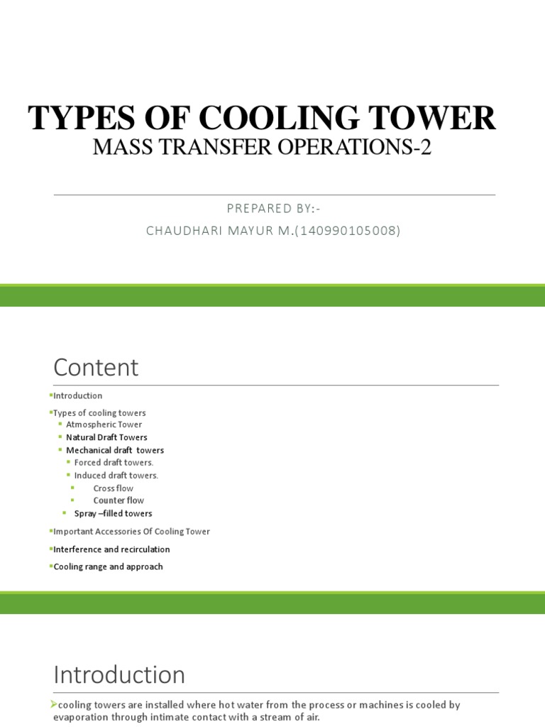 Types of Cooling Tower: Mass Transfer Operations-2 | PDF | Heat ...