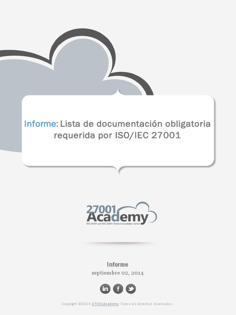 Checklist of ISO 27001 Mandatory Documentation ES PDF | PDF ...