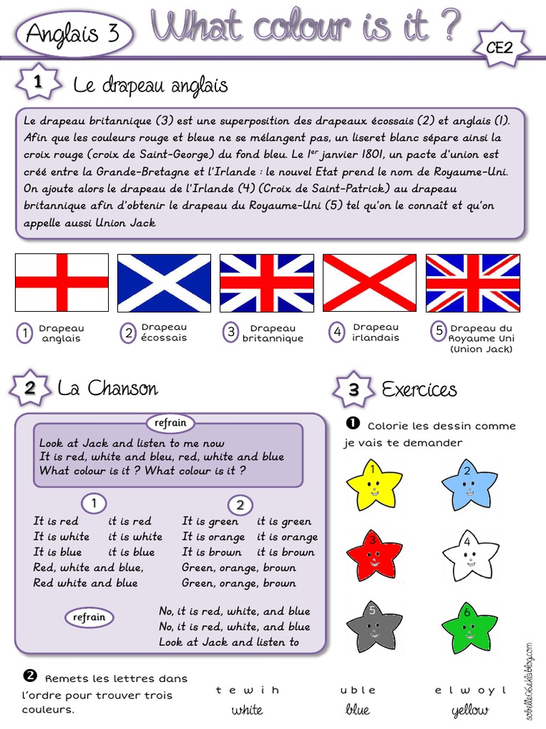 Comment S Appelle Le Drapeau Du Royaume Uni Ang3 Ce2 Correction | PDF | Royaume-Uni | Héraldique