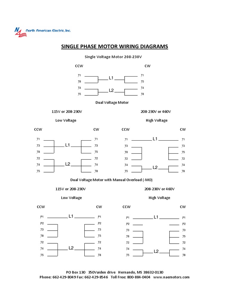 Single Phase Motor Wiring Diagrams | PDF | Electrical Engineering
