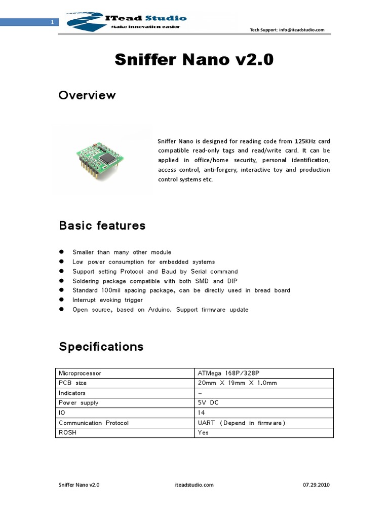 Sniffer Nano v2.0 Overview | PDF | Arduino | Electronic Engineering