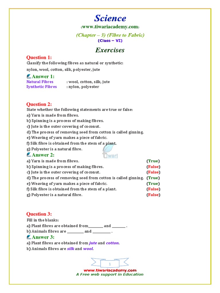 Class 6 Science Chapter 3 Q&A Guide | PDF