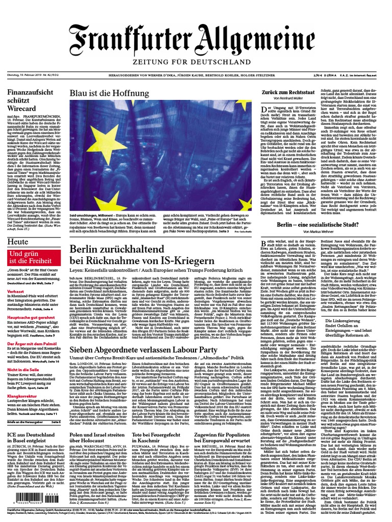 Frankfurter Allgemeine Zeitung F.a.Z. 19. Februar 2019