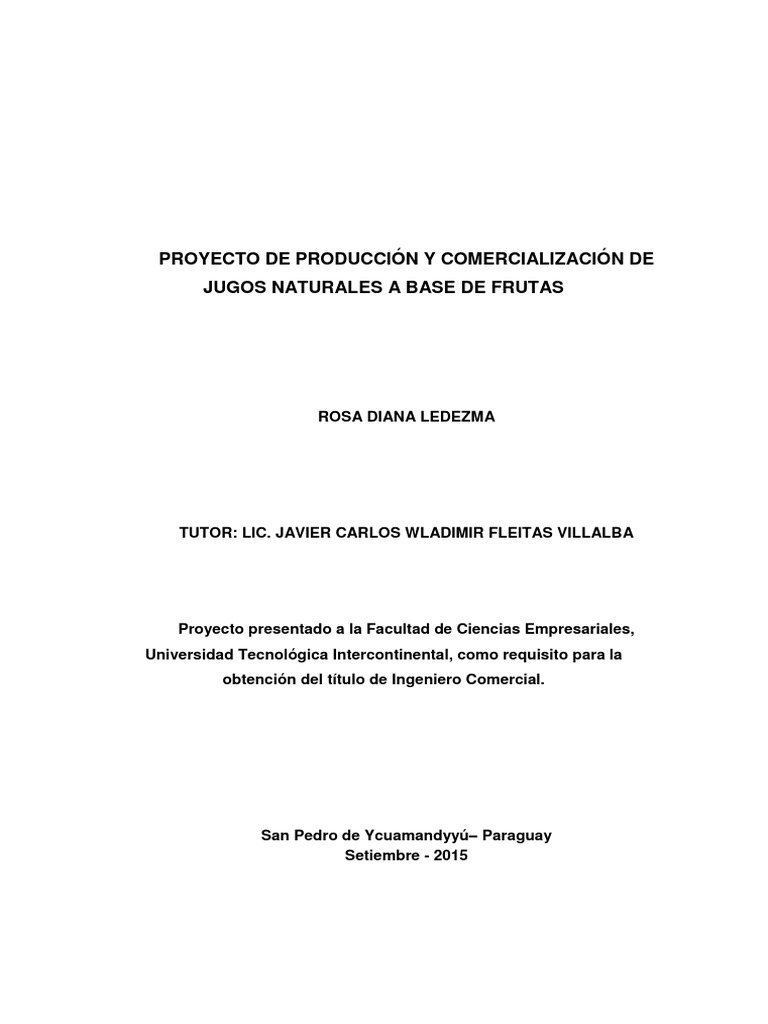 Proyecto de Jugos Naturales en Paraguay | PDF | Sandía | Marketing