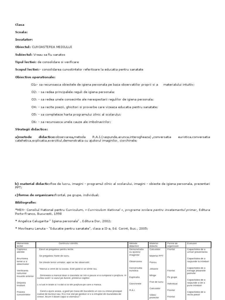 Fisa De Lucru Igiena Personala Gier Fi