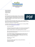 Patrick's Letter Re: Sen. Chip Rogers' Job As Animal Rights Group's Legislative Director, 10/25/10