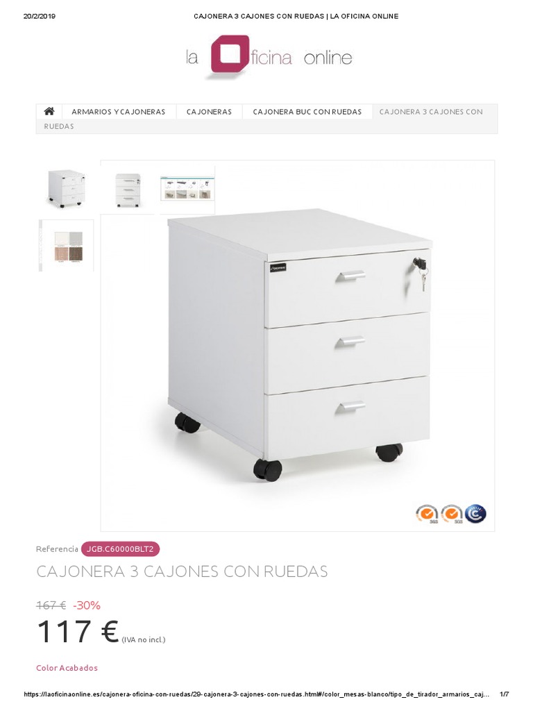 Cajonera 3 Cajones con Ruedas para Oficina | PDF | Informática y tecnología  de la información, image size:768x1024