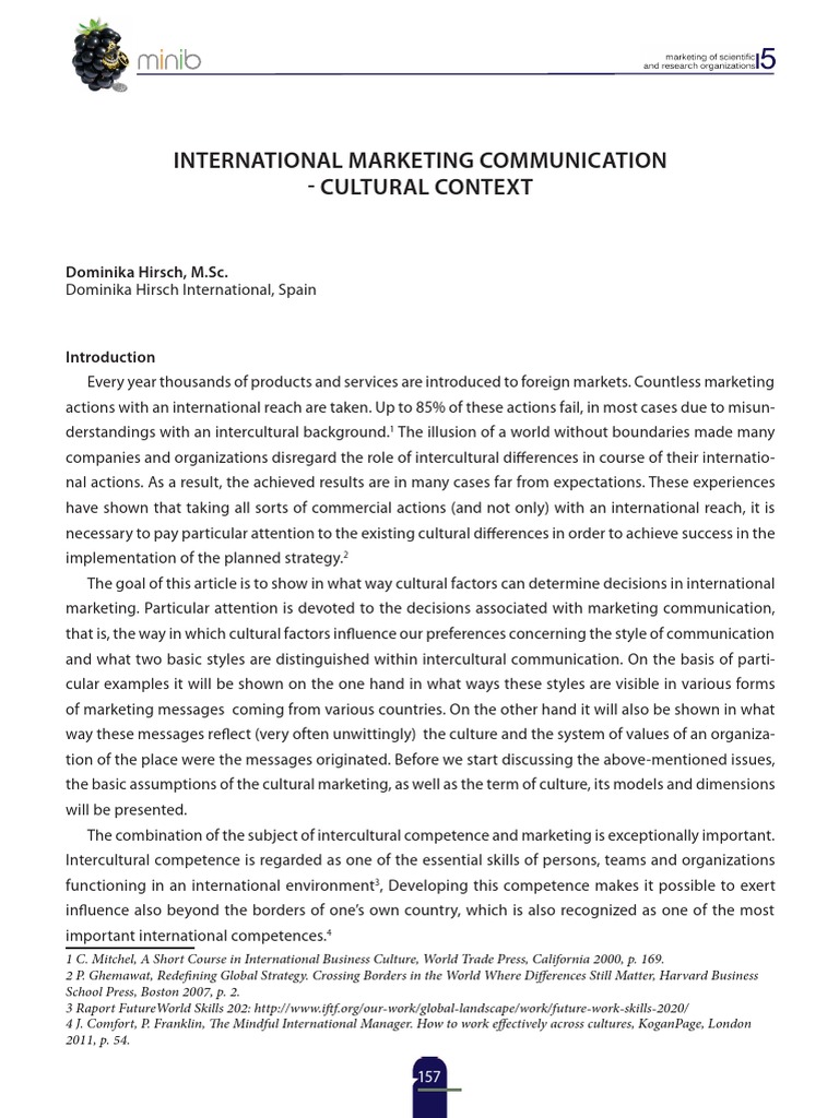 Cultural Context in International Marketing | PDF | Cross Cultural ...