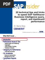 20 Technical Tips and Tricks To Speed Sap Netweaver Business Intelligence Query, Report, and Dashboard Performance