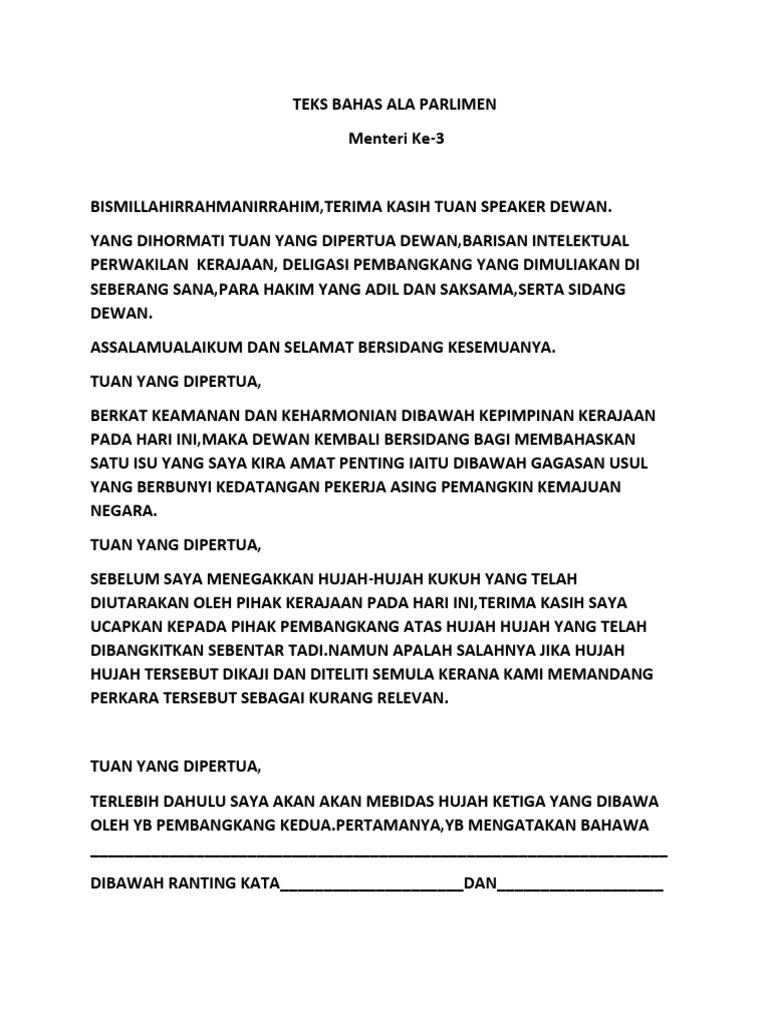 Teks Bahas Menteri Ke 3 Pdf