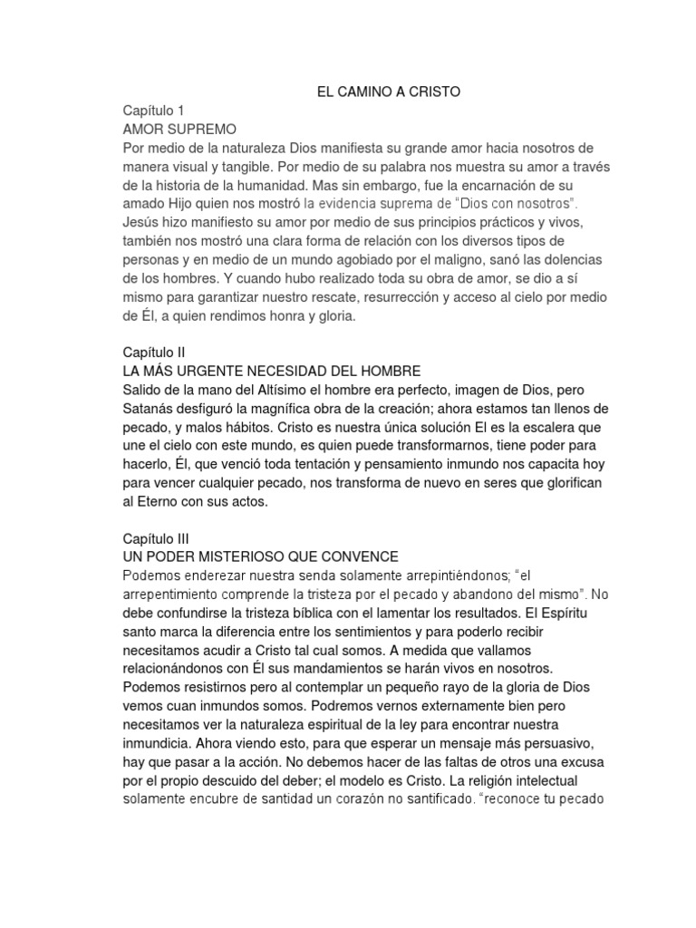 El Camino A Cristo Resumen | PDF | Cristo (título) | Pecado