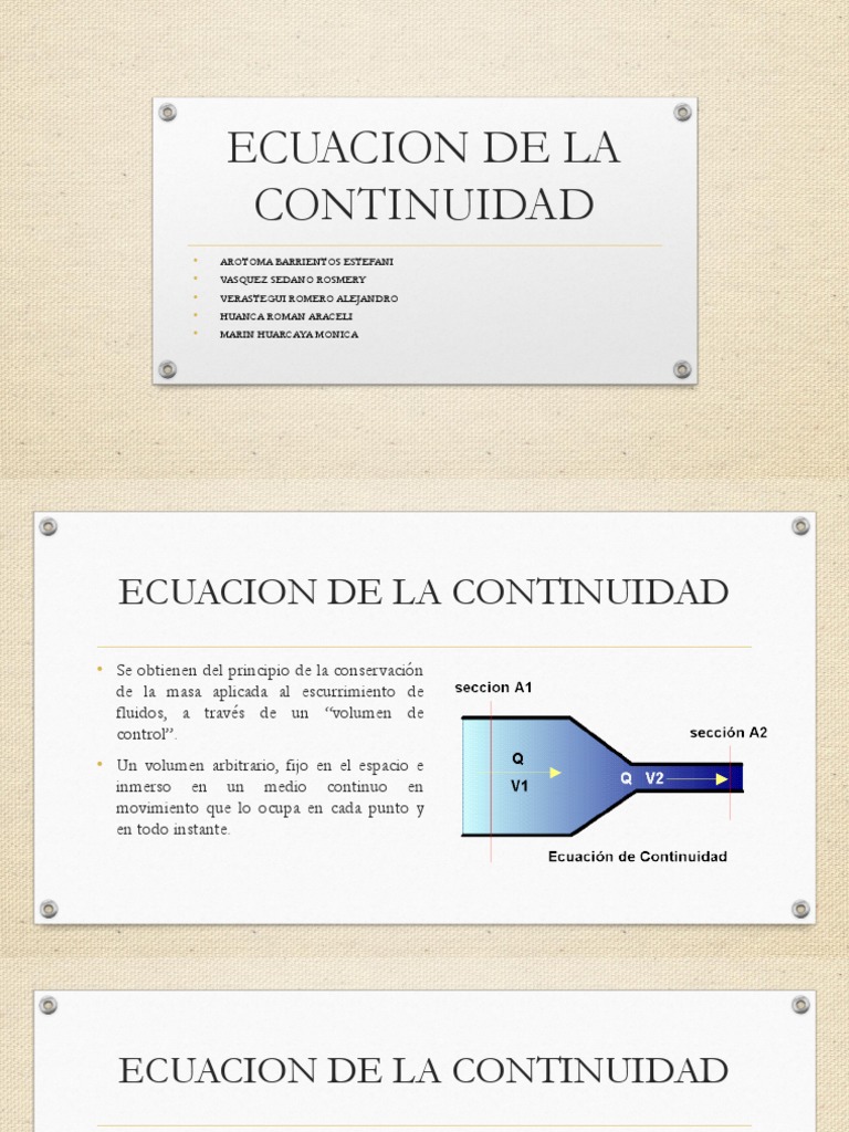 Ecuacion de La Continuidad | PDF