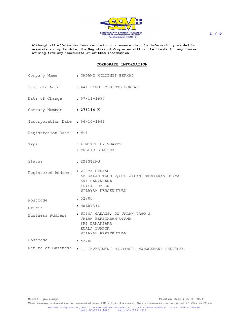 Gadang Holdings Pdf Financial Accounting Business