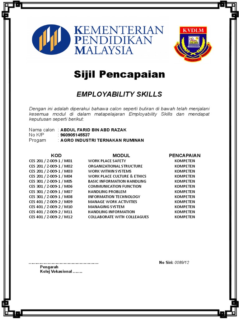 Contoh Sijil Es Pdf