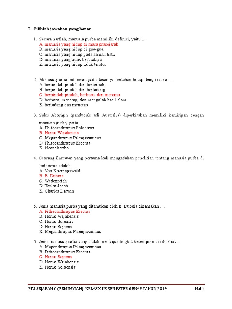 Soal Pts Genap Sejarah C Kelas X 20182019