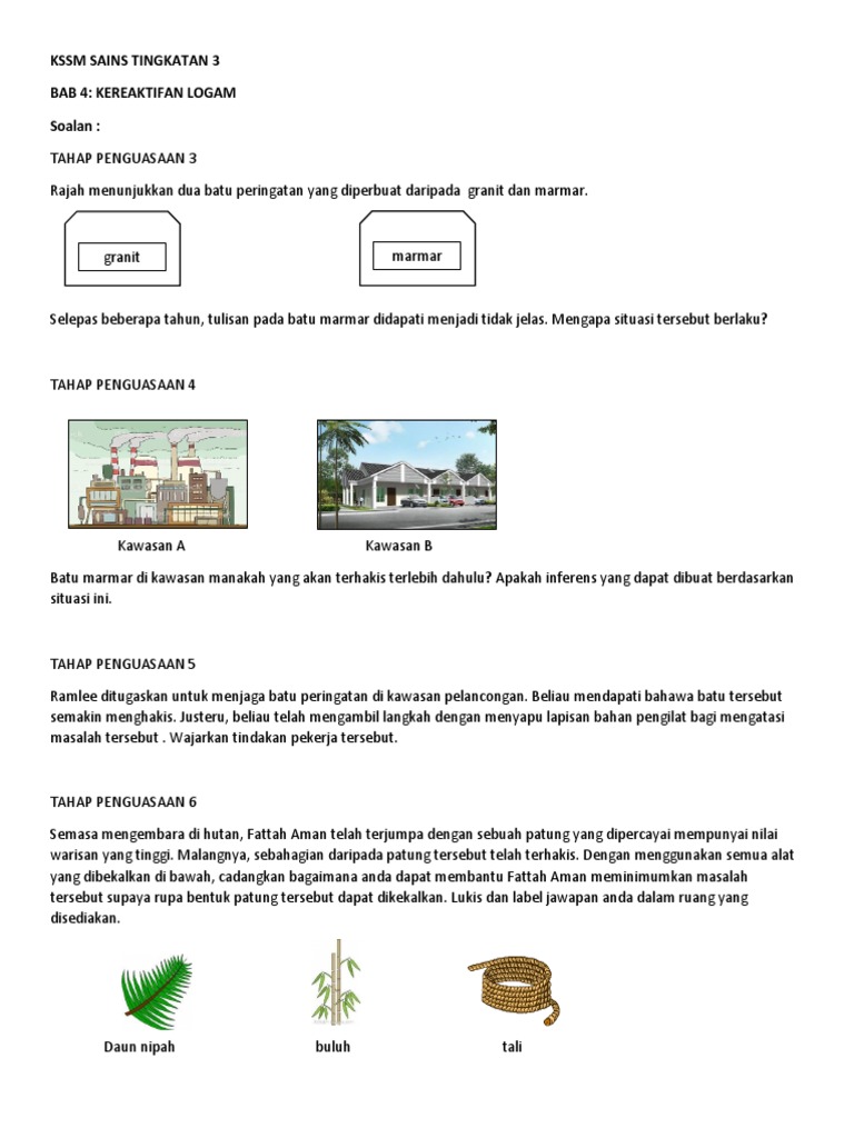 Kssm Sains Tingkatan 3 Soalan Pdf