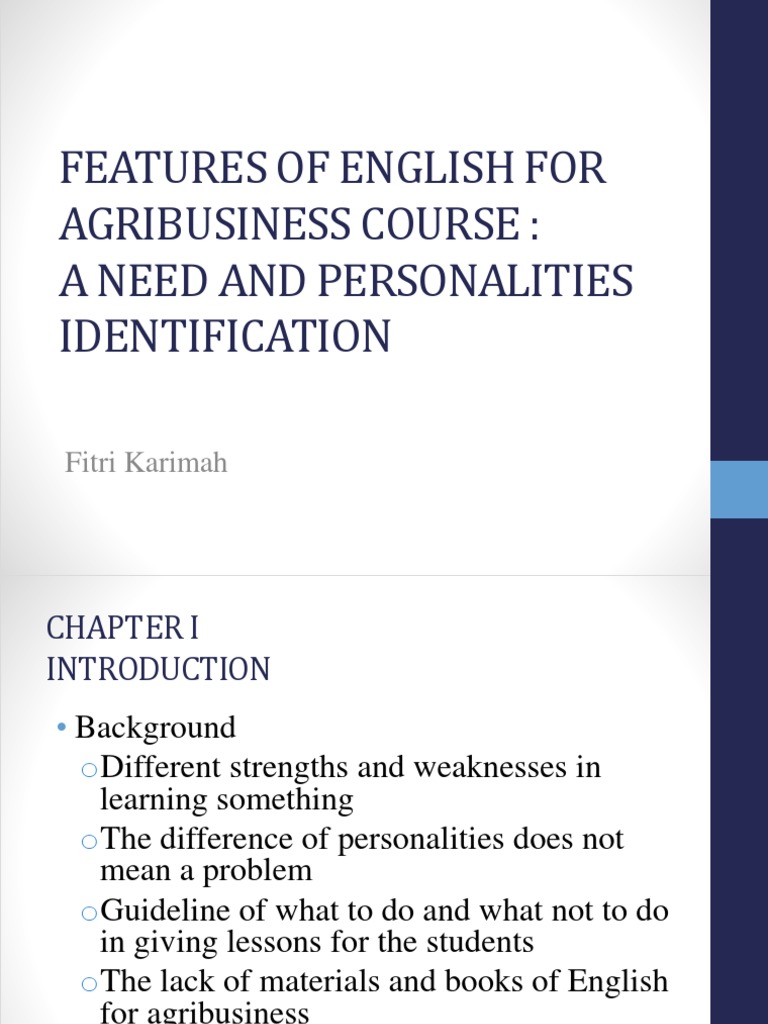 Agribusiness English Course Needs Analysis | PDF | Data Analysis ...