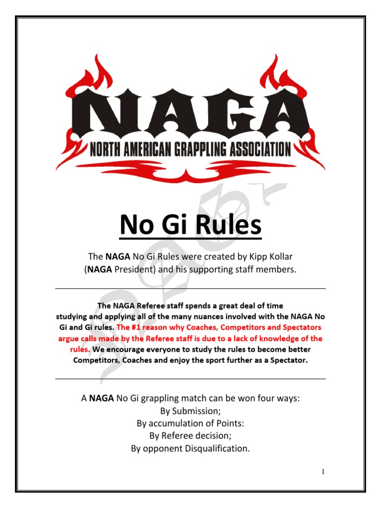 2015 Naga Rules PDF Professional Wrestling Grappling