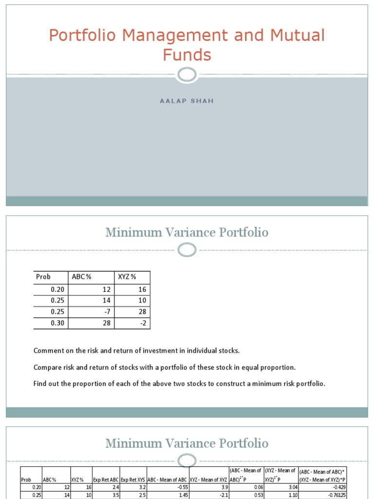 Portfolio Management & Risk Analysis | PDF | Modern Portfolio Theory ...