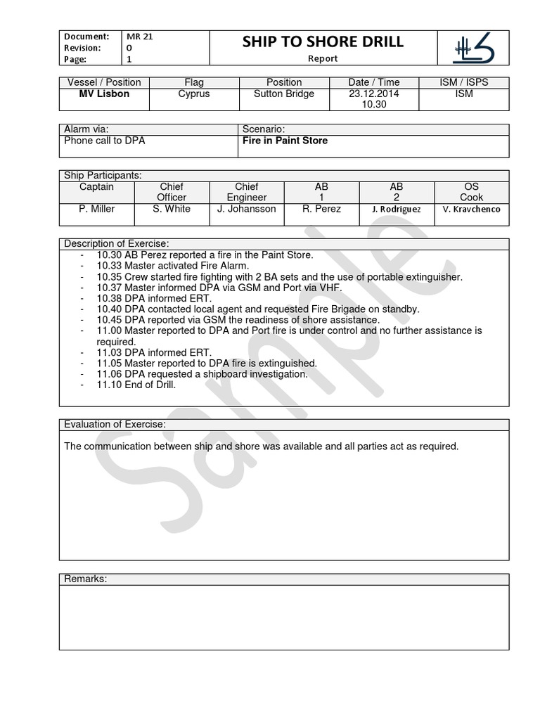 MR 21 Ship To Shore Drill Sample PDF
