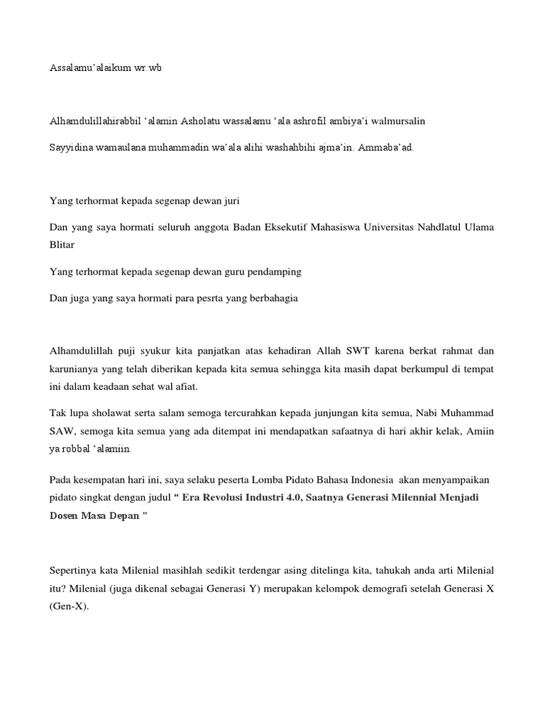 Aska Pradiska H Smk Hidayatul Mubtadiin Teks Pidato B Indo