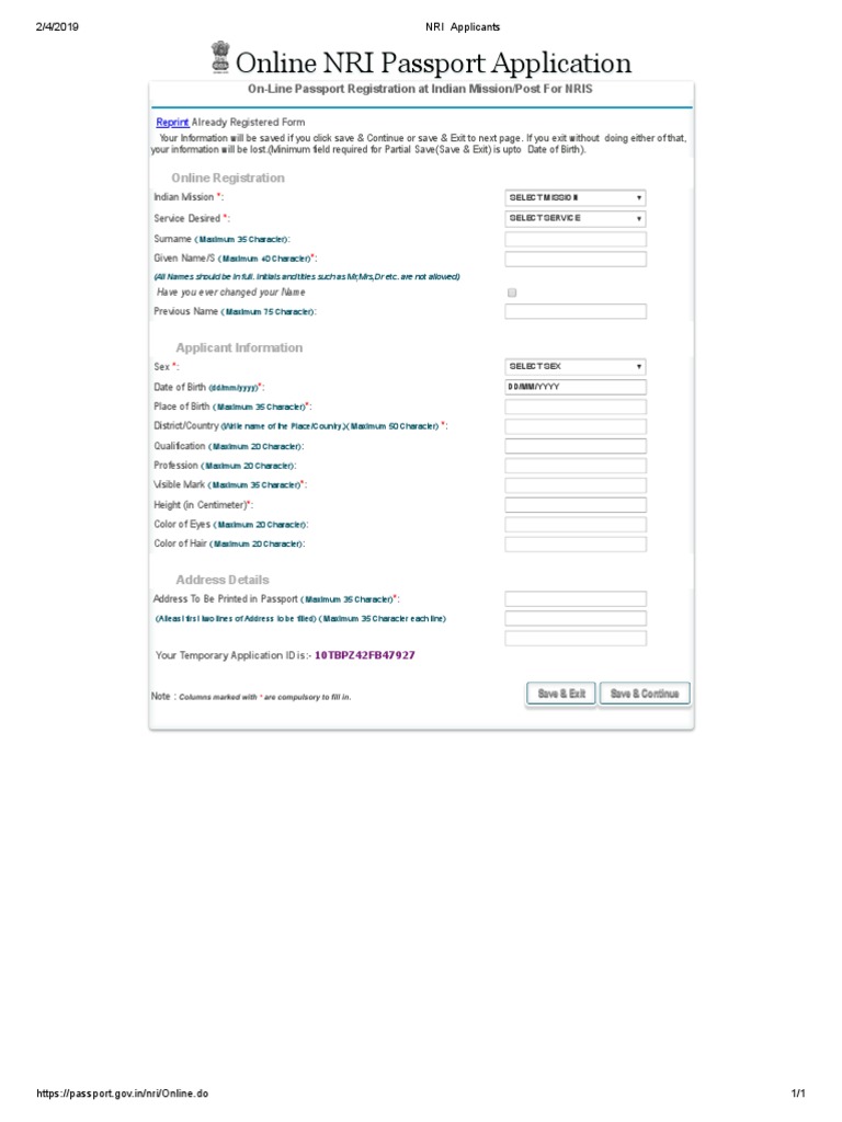 Online NRI Passport Application Online NRI Passport Application | PDF ...