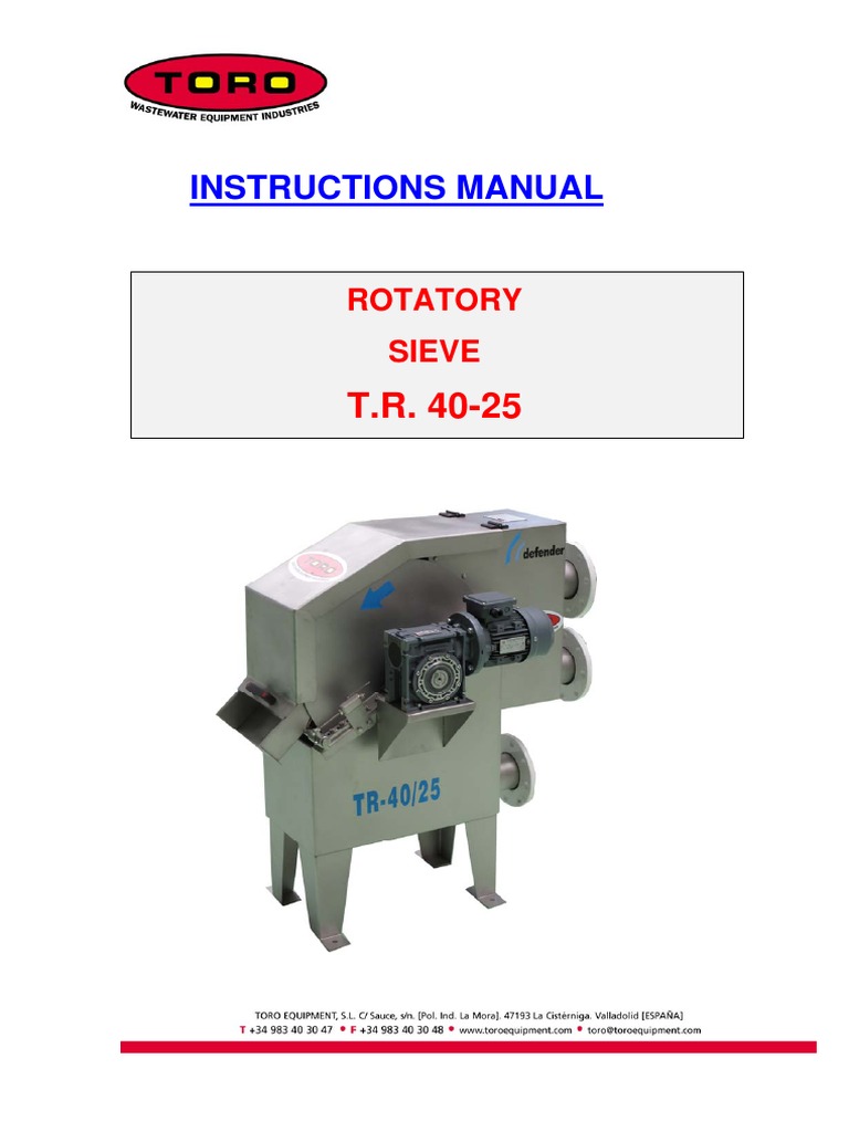 Instructions Manual: Rotatory Sieve | PDF | Filtration | Machines