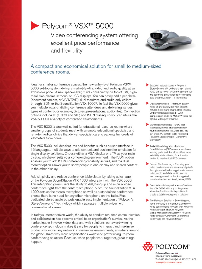 Polycom VSX 5000 Datasheet PDF | PDF