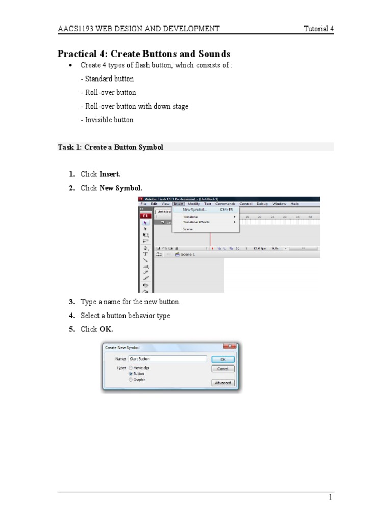 Create Flash Buttons and Sounds Tutorial | PDF | Button (Computing ...