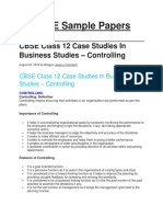CBSE Sample Papers: CBSE Class 12 Case Studies in Business Studies - Controlling