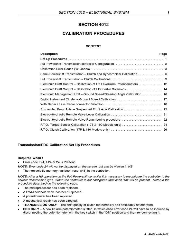 SECTION 4012 Calibration Procedures PDF Manual Transmission Clutch