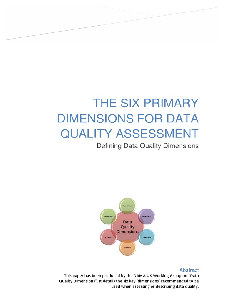 DAMA UK DQ Dimensions White Paper R37 PDF | PDF | Data Quality ...