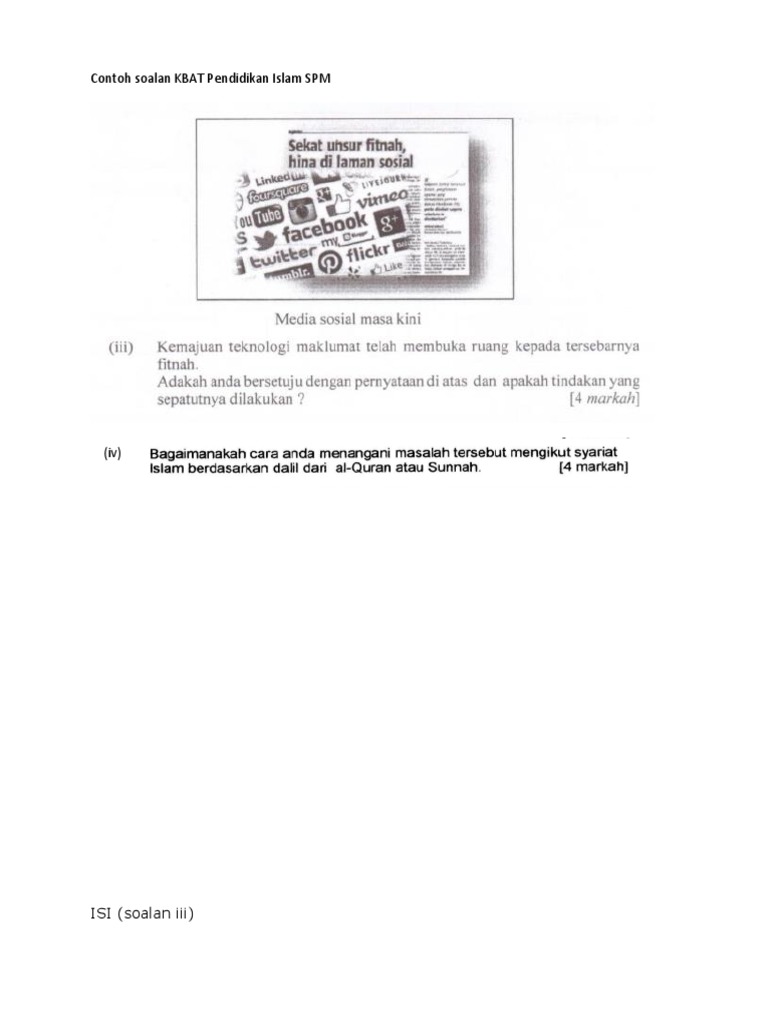 Contoh Soalan Kbat Pendidikan Islam Spm Pdf