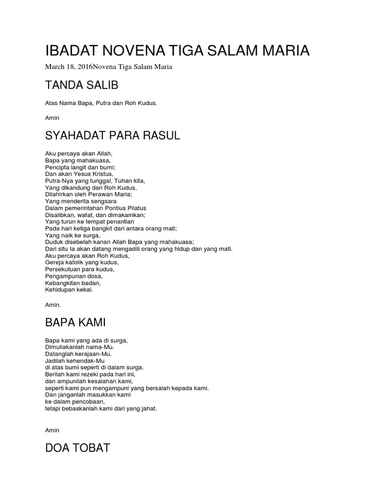 Ibadat Novena Tiga Salam Maria Pdf