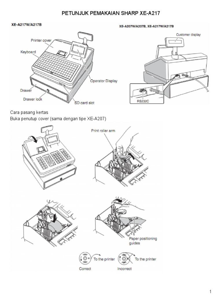 Buku Manual Panduan Mesin Kasir Cash Register Sharp XE A217 | PDF