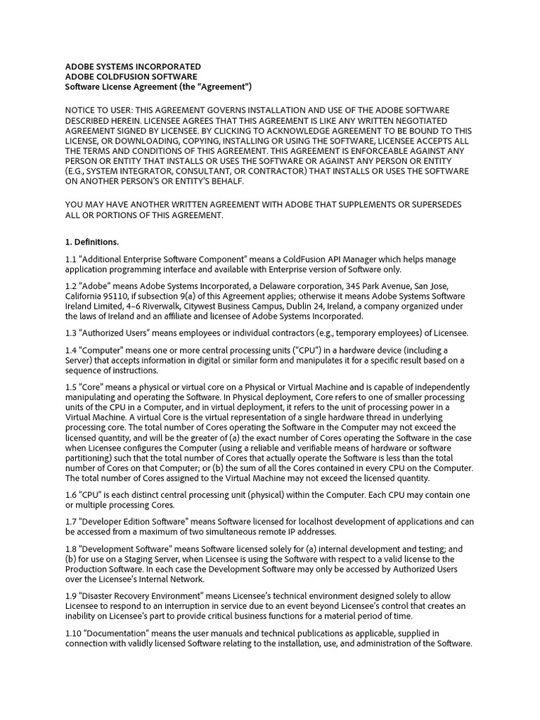 ULA Adaobe PDF License Application Software