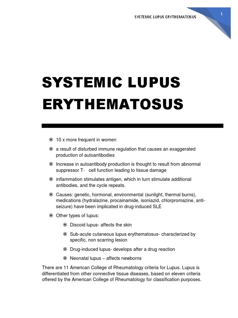 Drug-Induced Lupus Overview and Criteria | PDF | Systemic Lupus ...