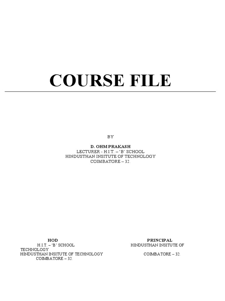 Ohm Institute Course File IV Trimester | PDF